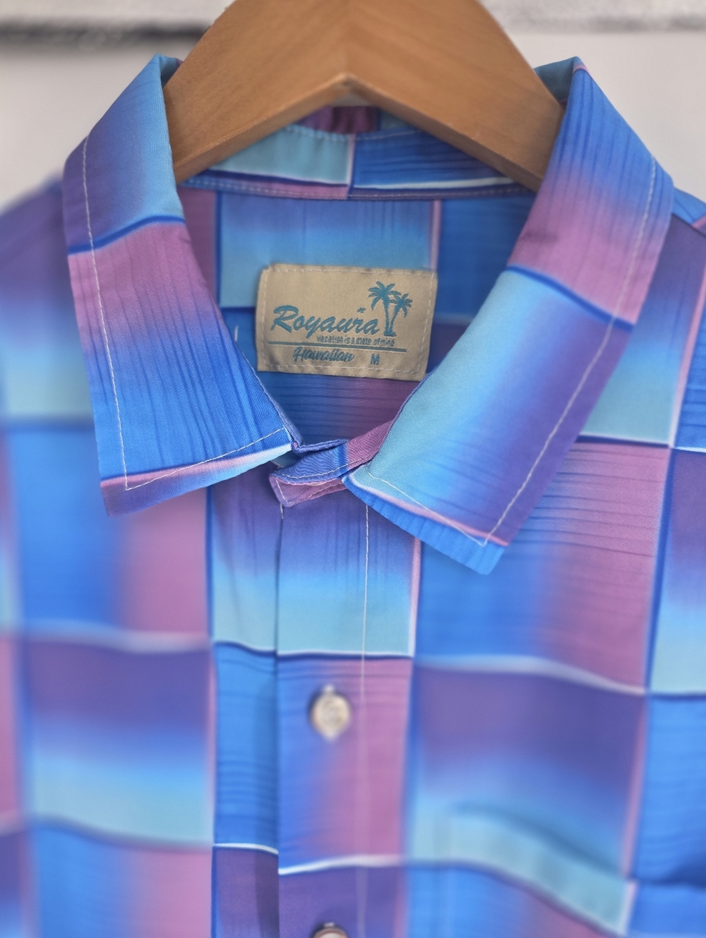 Mens Royaura Hawaiian Tropical Short Sleeve Button Down  Shirt Square Medium